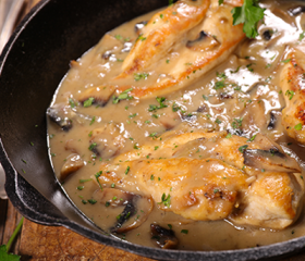 Varkensvlees met Champignonroomsaus