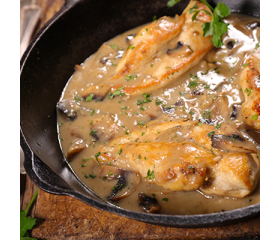 Varkensvlees met Champignonroomsaus